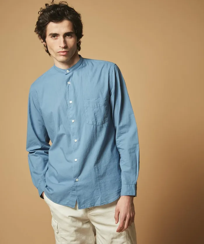 Men Hartford Shirts Blue Cotton Voile Premium Shirt