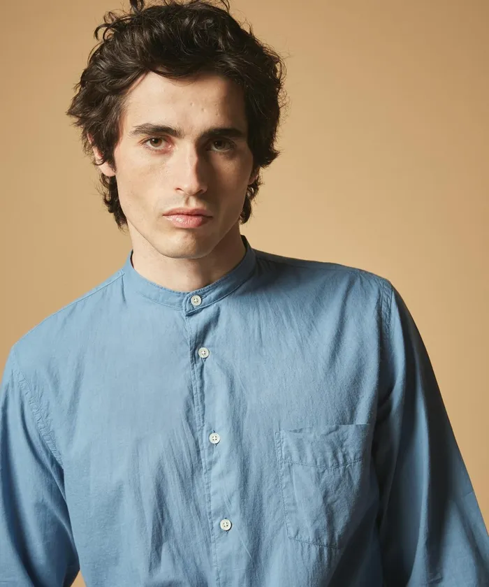 Men Hartford Shirts Blue Cotton Voile Premium Shirt