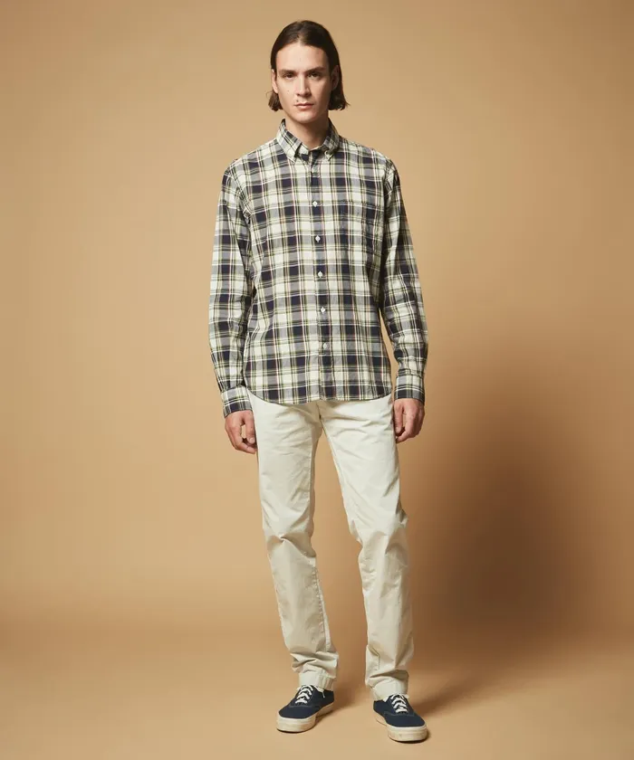 Men Hartford Shirts Green Madras Pitt Regular Shirt