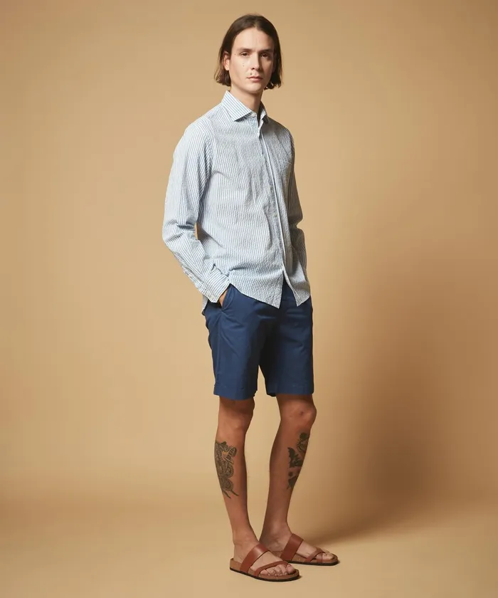 Men Hartford Shirts Striped Seersucker Paul Regular Shirt