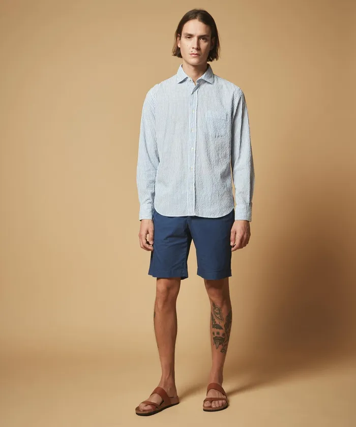 Men Hartford Shorts Indigo Cotton Twill Bobby Bermuda Shorts