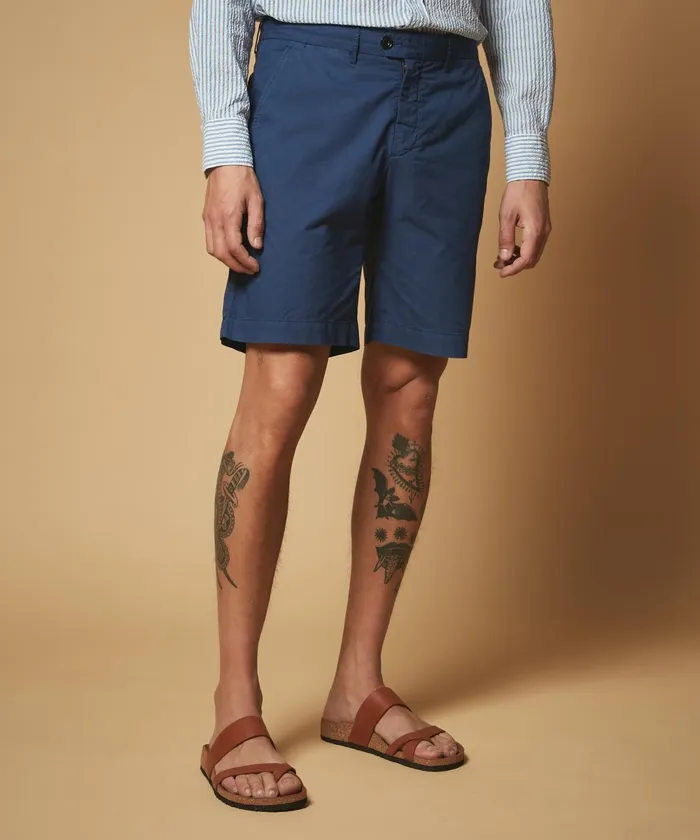 Men Hartford Shorts Indigo Cotton Twill Bobby Bermuda Shorts