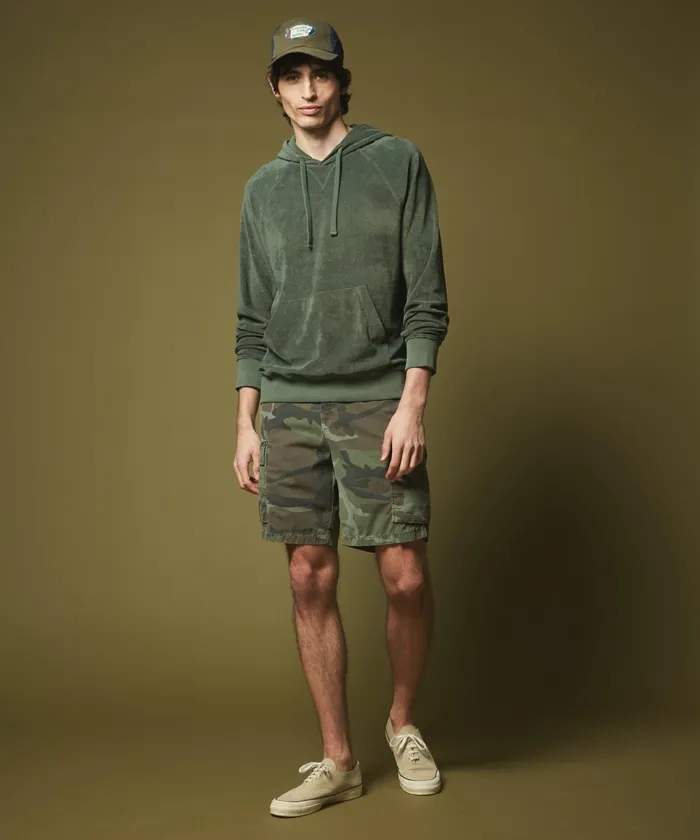 Men Hartford Sweaters Forest Green Towelling Hoody