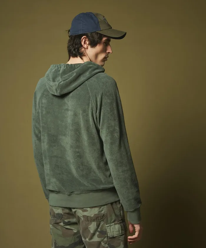 Men Hartford Sweaters Forest Green Towelling Hoody