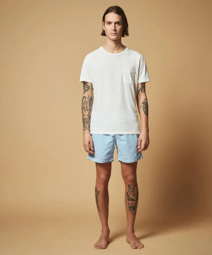 Men Hartford Swimwear Light Blue Solid Classic Swim Shorts