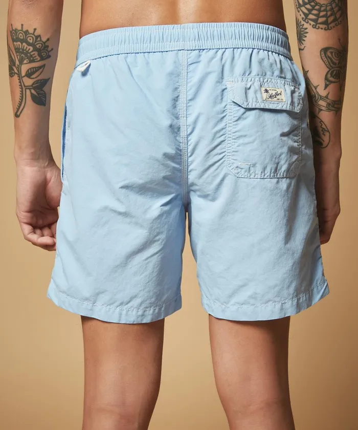 Men Hartford Swimwear Light Blue Solid Classic Swim Shorts
