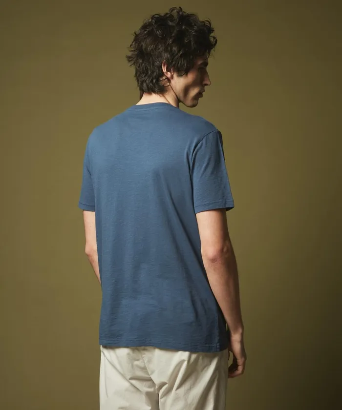 Men Hartford TShirts and Polos Blue Slub Cotton Pocket Tee