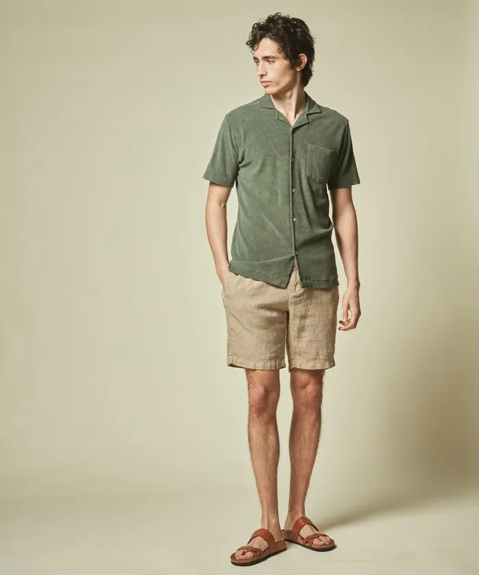 Men Hartford TShirts and Polos Green Towelling Chemisette
