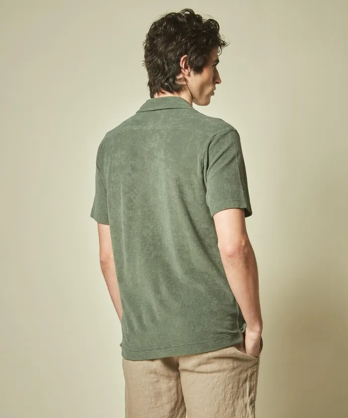 Men Hartford TShirts and Polos Green Towelling Chemisette