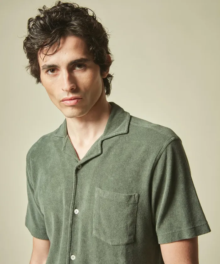 Men Hartford TShirts and Polos Green Towelling Chemisette