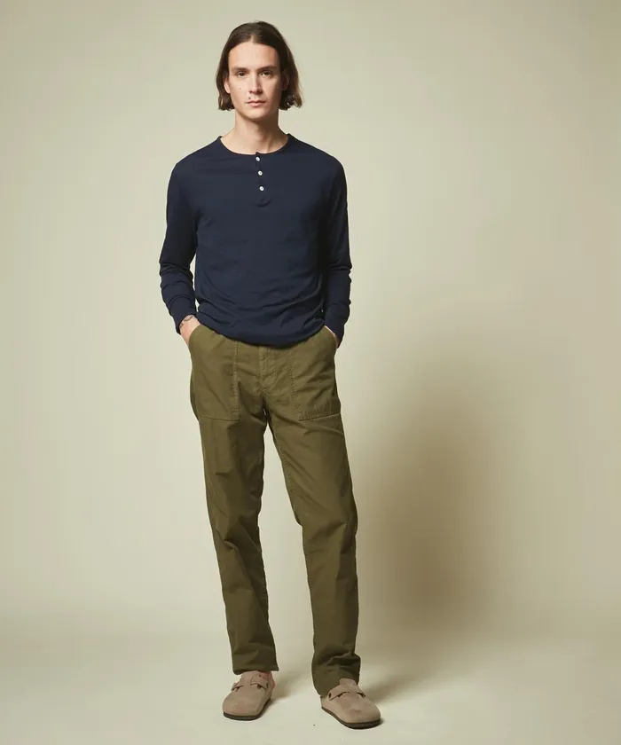 Men Hartford TShirts and Polos Navy Light Jersey Henley TShirt