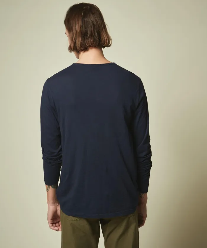 Men Hartford TShirts and Polos Navy Light Jersey Henley TShirt