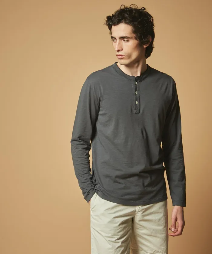 Men Hartford TShirts and Polos Thunder Cotton Henley TeeShirt