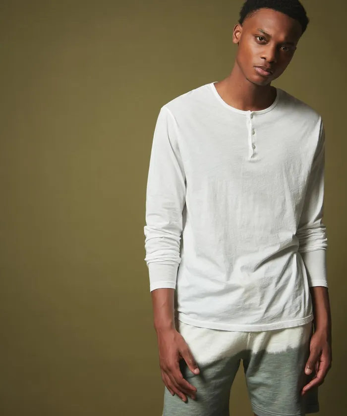 Men Hartford TShirts and Polos White Light Jersey Henley TShirt