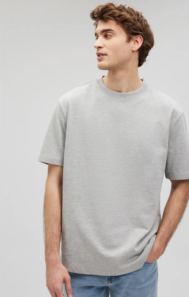 Men Heavy Weight TShirt In Grey Melange Mavi Jeans TShirts