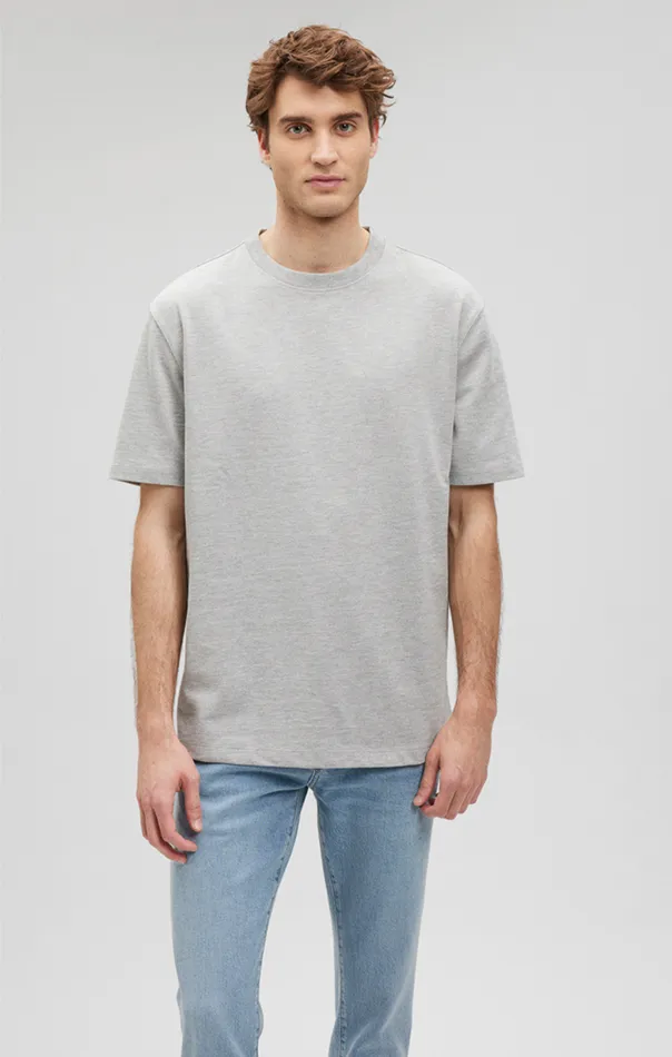 Men Heavy Weight TShirt In Grey Melange Mavi Jeans TShirts