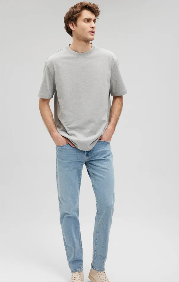 Men Heavy Weight TShirt In Grey Melange Mavi Jeans TShirts