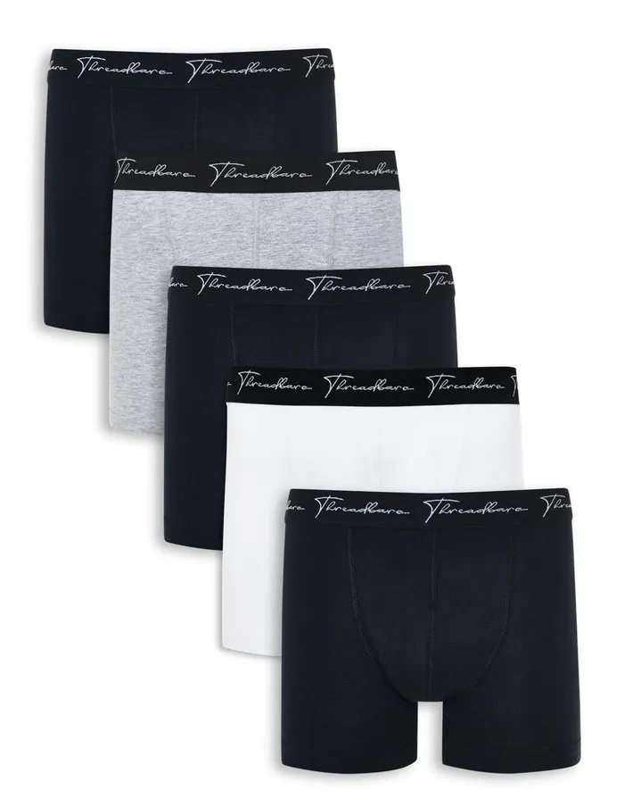 Men Hipster Fit Boxer Shorts 5 Pack Multi Threadbare Underwear