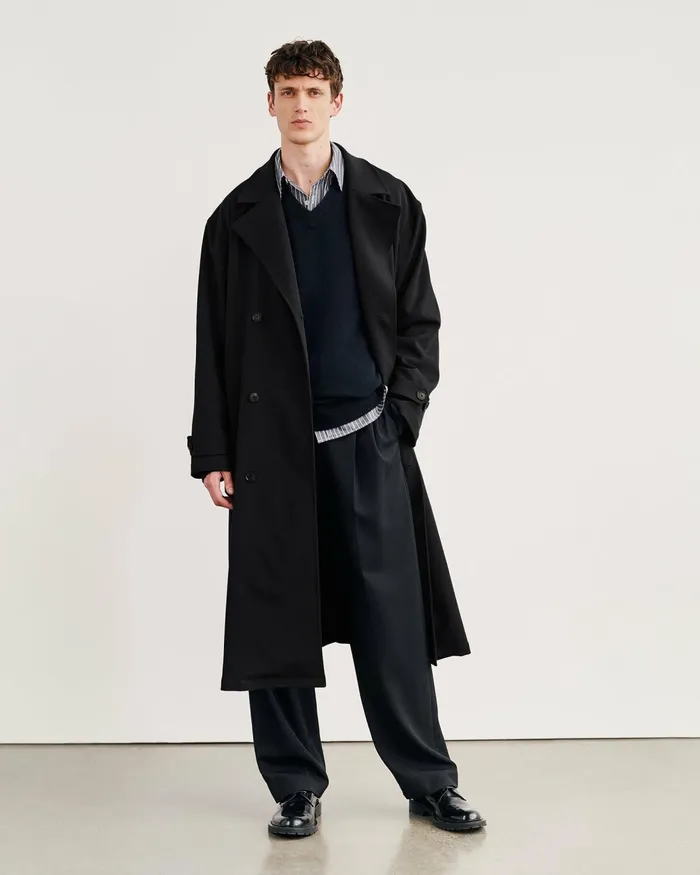 Men Jackets and Coats Nili Lotan ERNEST TRENCH COAT Black