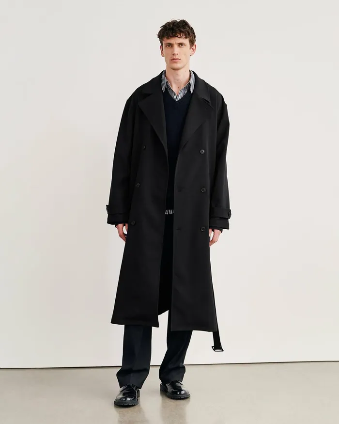 Men Jackets and Coats Nili Lotan ERNEST TRENCH COAT Black