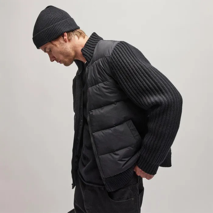 Men JacketsOuterwear James Perse Mixed Media Zip Front Jacket Black
