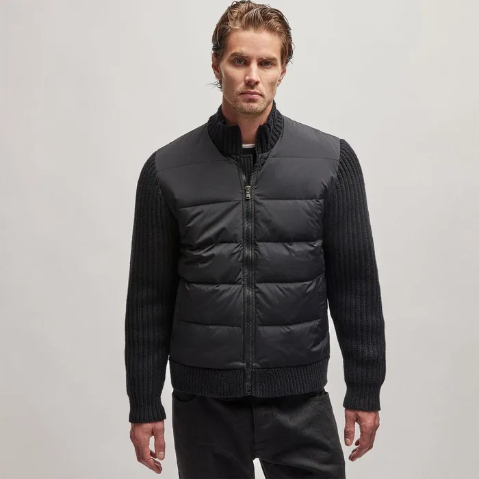 Men JacketsOuterwear James Perse Mixed Media Zip Front Jacket Black
