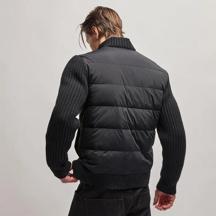 Men JacketsOuterwear James Perse Mixed Media Zip Front Jacket Black