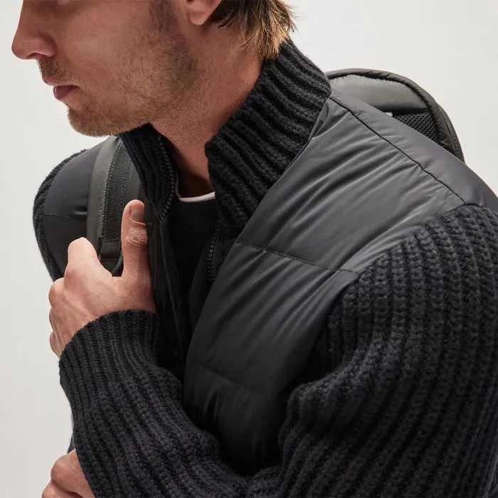 Men JacketsOuterwear James Perse Mixed Media Zip Front Jacket Black