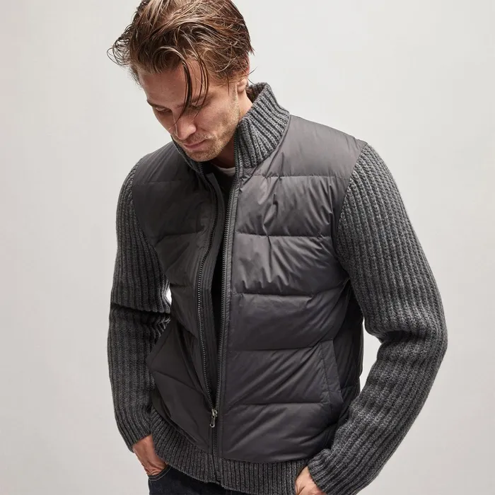 Men JacketsOuterwear James Perse Mixed Media Zip Front Jacket Carbon