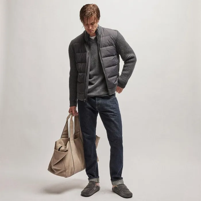 Men JacketsOuterwear James Perse Mixed Media Zip Front Jacket Carbon