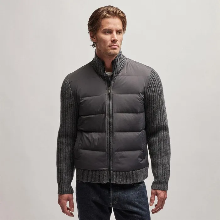 Men JacketsOuterwear James Perse Mixed Media Zip Front Jacket Carbon