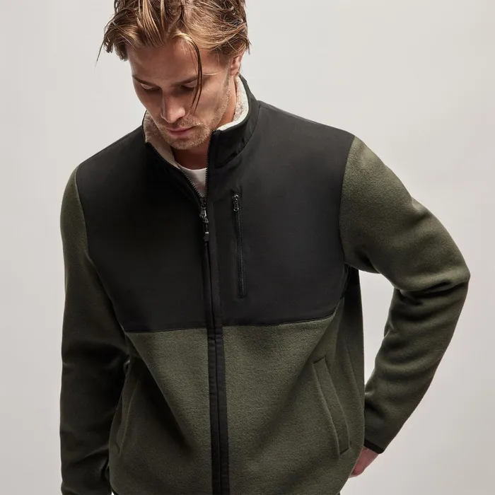 Men JacketsOuterwear James Perse Wool Jersey Mixed Media Jacket Dark Oliveblack