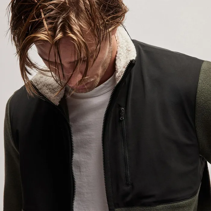 Men JacketsOuterwear James Perse Wool Jersey Mixed Media Jacket Dark Oliveblack