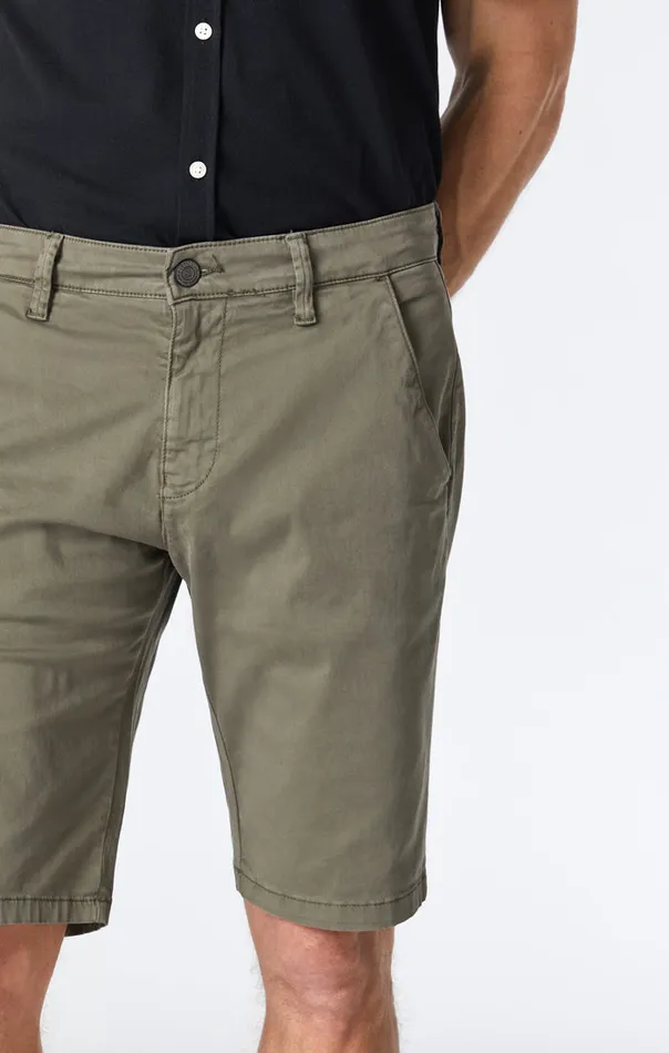 Men Jacob Shorts In Dusty Olive Sateen Twill Mavi Jeans Shorts