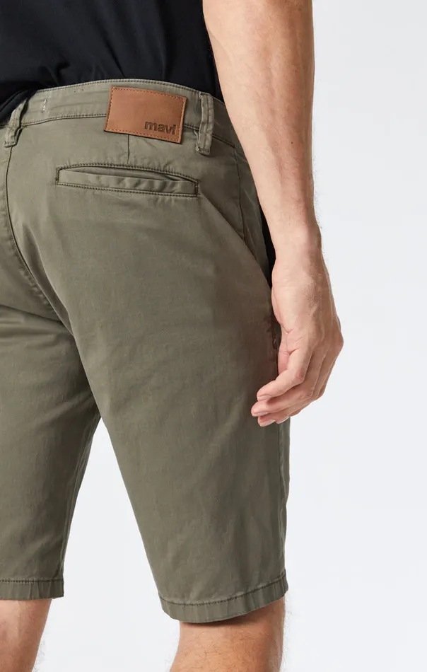 Men Jacob Shorts In Dusty Olive Sateen Twill Mavi Jeans Shorts