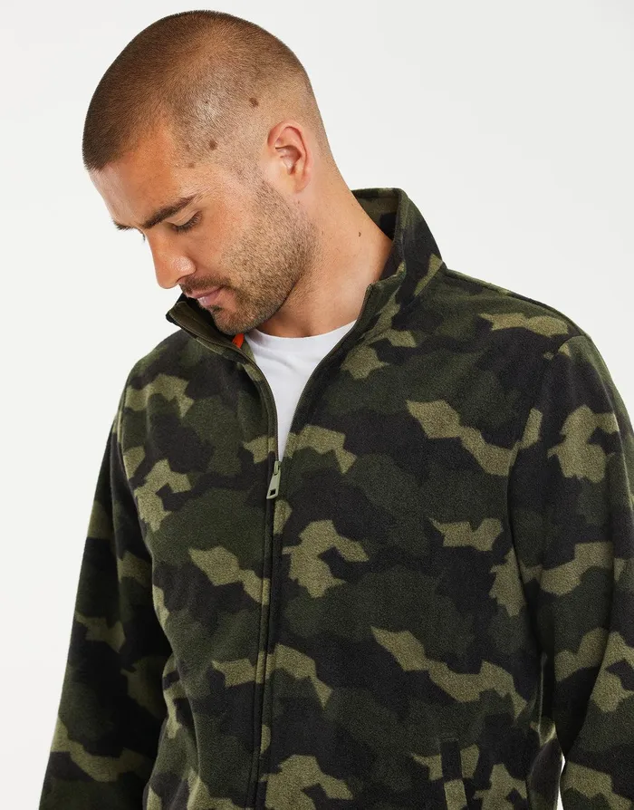 Men Khaki Camo ZipThrough Borg Fleece Khaki Camo Threadbare Sweatshirts Men Khaki Camo ZipThrough Borg Fleece Khaki Camo Threadbare Sweatshirts