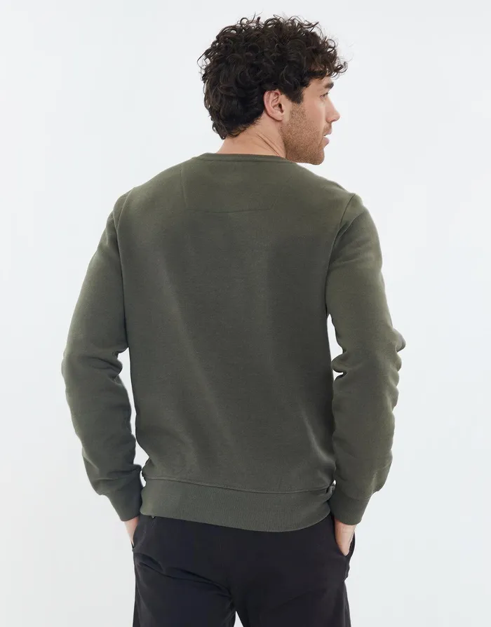 Men Khaki Crew Neck Sweatshirt Dark Khaki Threadbare Sweatshirts Men Khaki Crew Neck Sweatshirt Dark Khaki Threadbare Sweatshirts