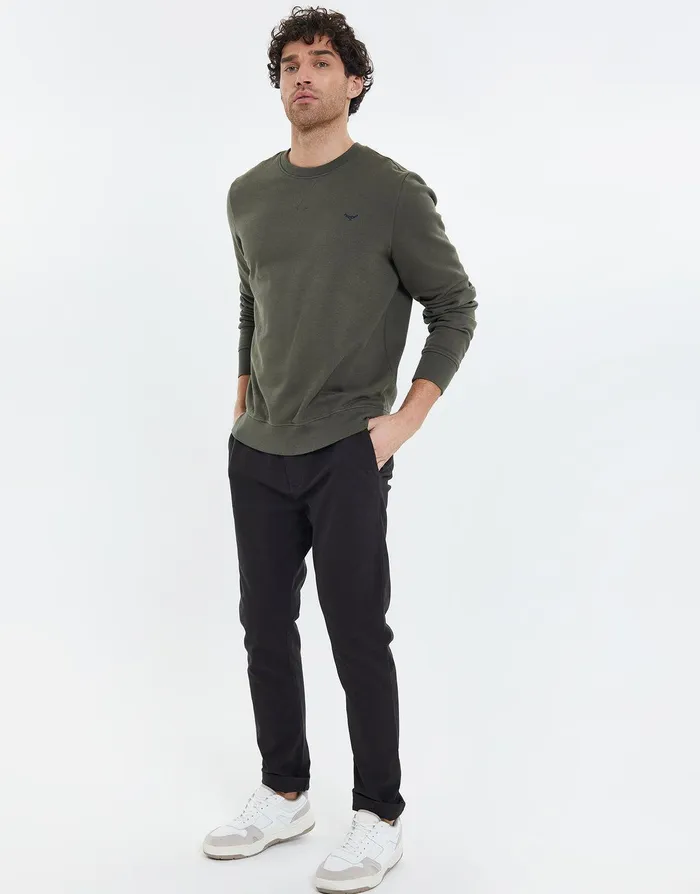 Men Khaki Crew Neck Sweatshirt Dark Khaki Threadbare Sweatshirts Men Khaki Crew Neck Sweatshirt Dark Khaki Threadbare Sweatshirts