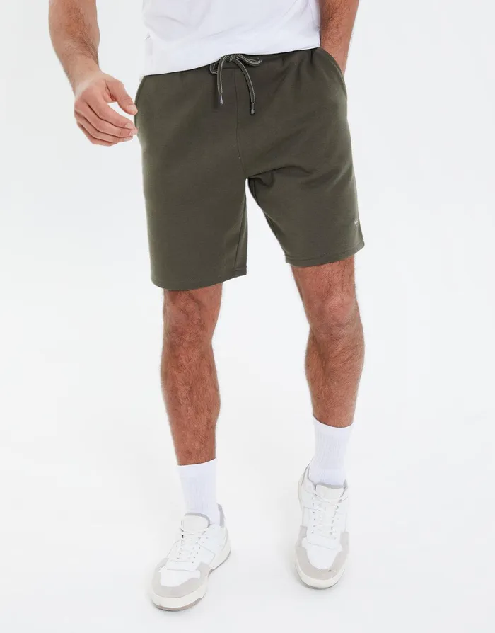 Men Khaki Fleece Shorts Khaki Threadbare Shorts