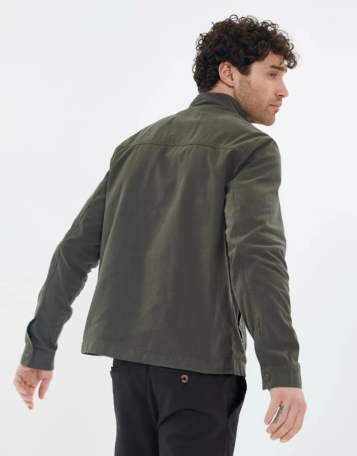 Men Khaki Funnel Neck Utility Shacket Khaki Threadbare Jacket and Coats Men Khaki Funnel Neck Utility Shacket Khaki Threadbare Jacket and Coats