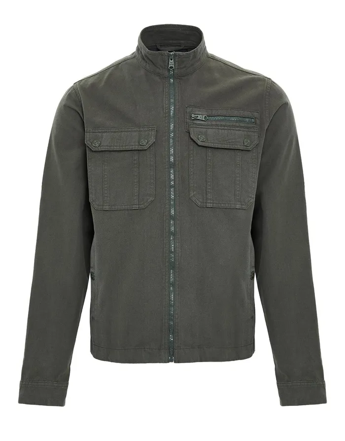 Men Khaki Funnel Neck Utility Shacket Khaki Threadbare Jacket and Coats Men Khaki Funnel Neck Utility Shacket Khaki Threadbare Jacket and Coats
