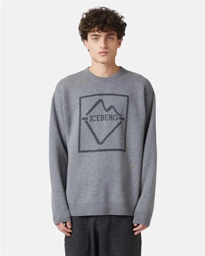 Men KNITWEAR Iceberg Crewneck Wool Blend Sweater