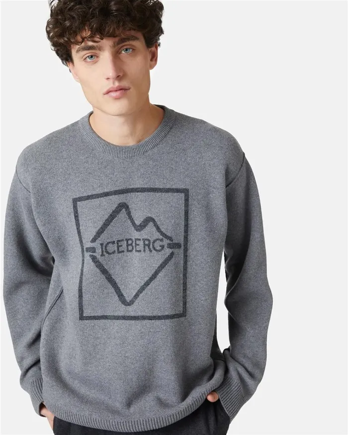 Men KNITWEAR Iceberg Crewneck Wool Blend Sweater Men KNITWEAR Iceberg Crewneck Wool Blend Sweater