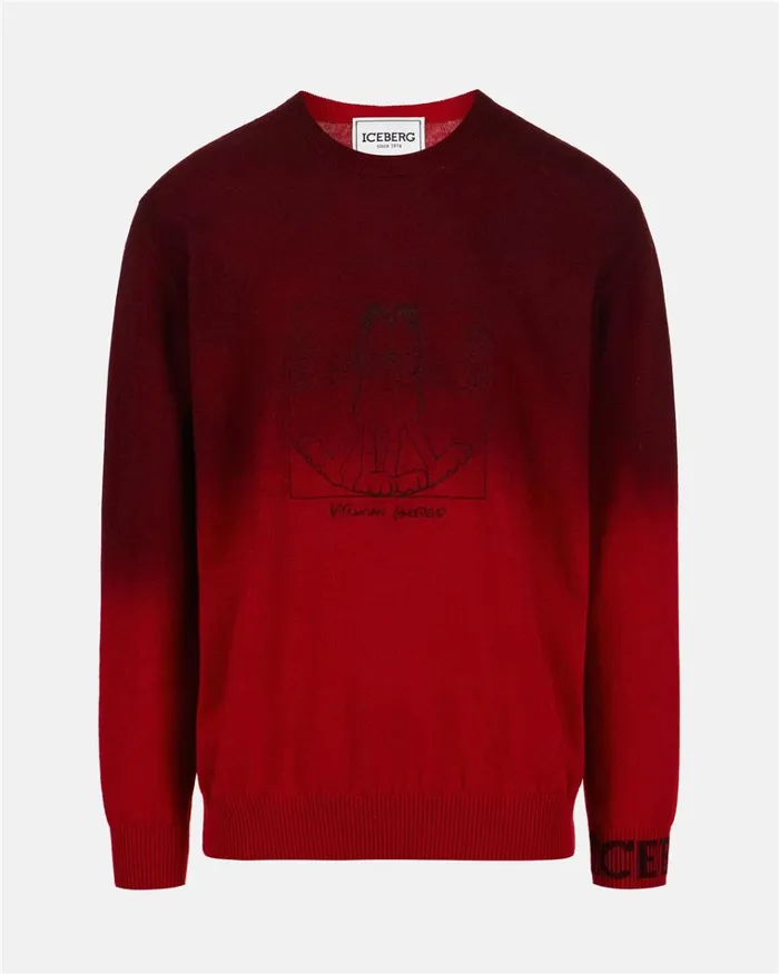 Men KNITWEAR Iceberg Gradient Red Wool Sweater