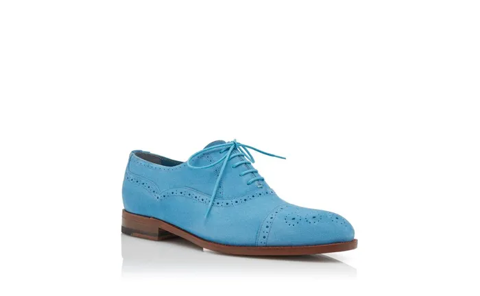 Men LaceUps Manolo Blahnik WITNEY Cornflower Blue Calf Suede Oxfords