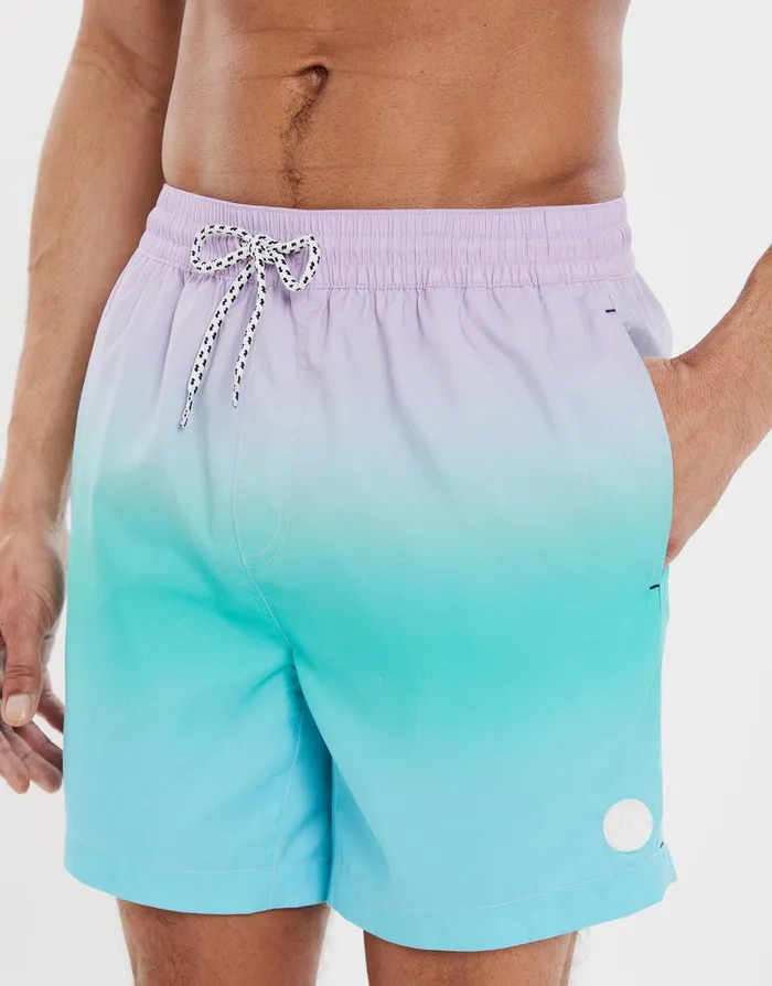 Men Lavender Ombr Swim Shorts Lavender Threadbare Swimwear
