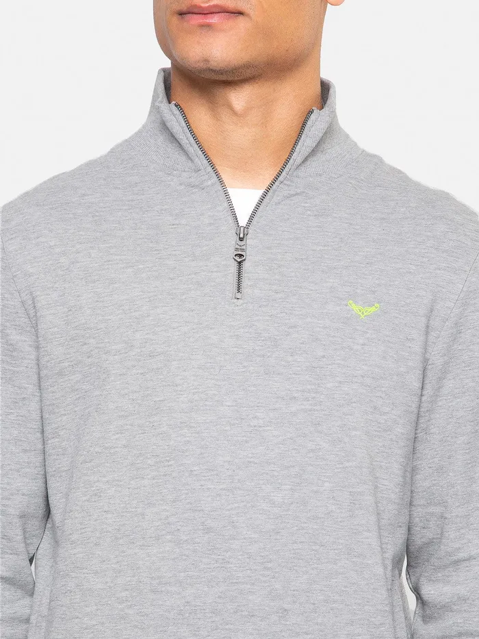 Men Light Grey Quarter Zip Knitted Sweatshirt Grey Marl Threadbare Sweatshirts Men Light Grey Quarter Zip Knitted Sweatshirt Grey Marl Threadbare Sweatshirts