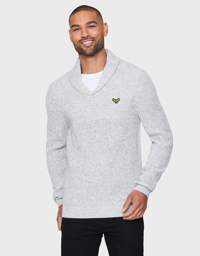 Men Light Grey Shawl Jumper Light Grey Threadbare Knitwear