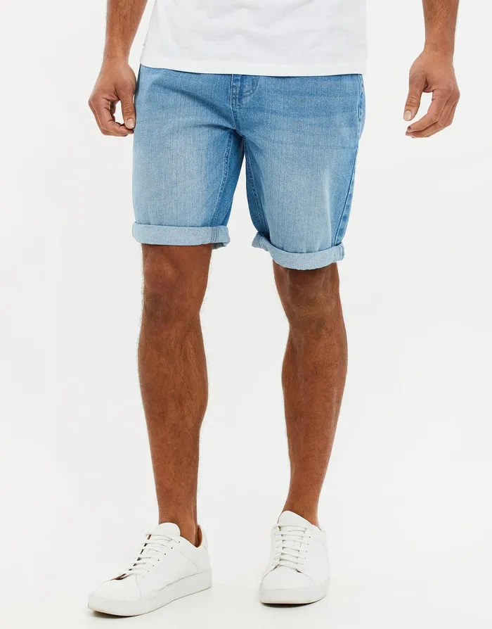 Men Light Wash Denim Shorts Light Wash Threadbare Shorts