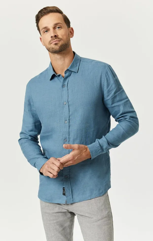 Men Linen ButtonUp Shirt In Bluestone Mavi Jeans TShirts